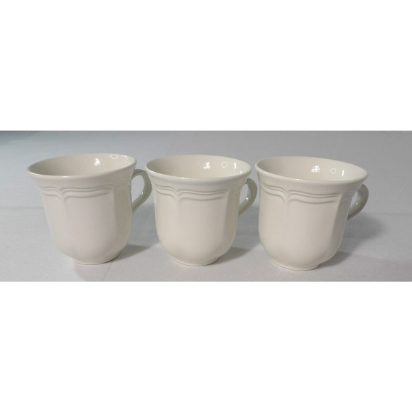 Vtg Mikasa French Countryside Mugs Coffee Cups F9000 White Set of 3 - Picture 1 of 7